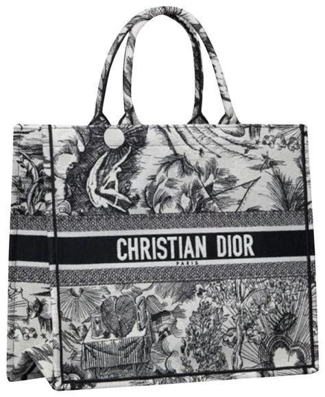 dior black and white tote bag|christian dior cloth tote bag.